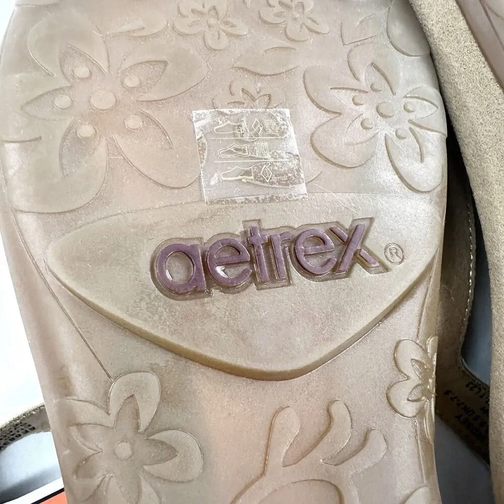 Aetrex Lindsey Beaded Thong Sandals Size 9 9.5 EU 40 Cream Arch Support